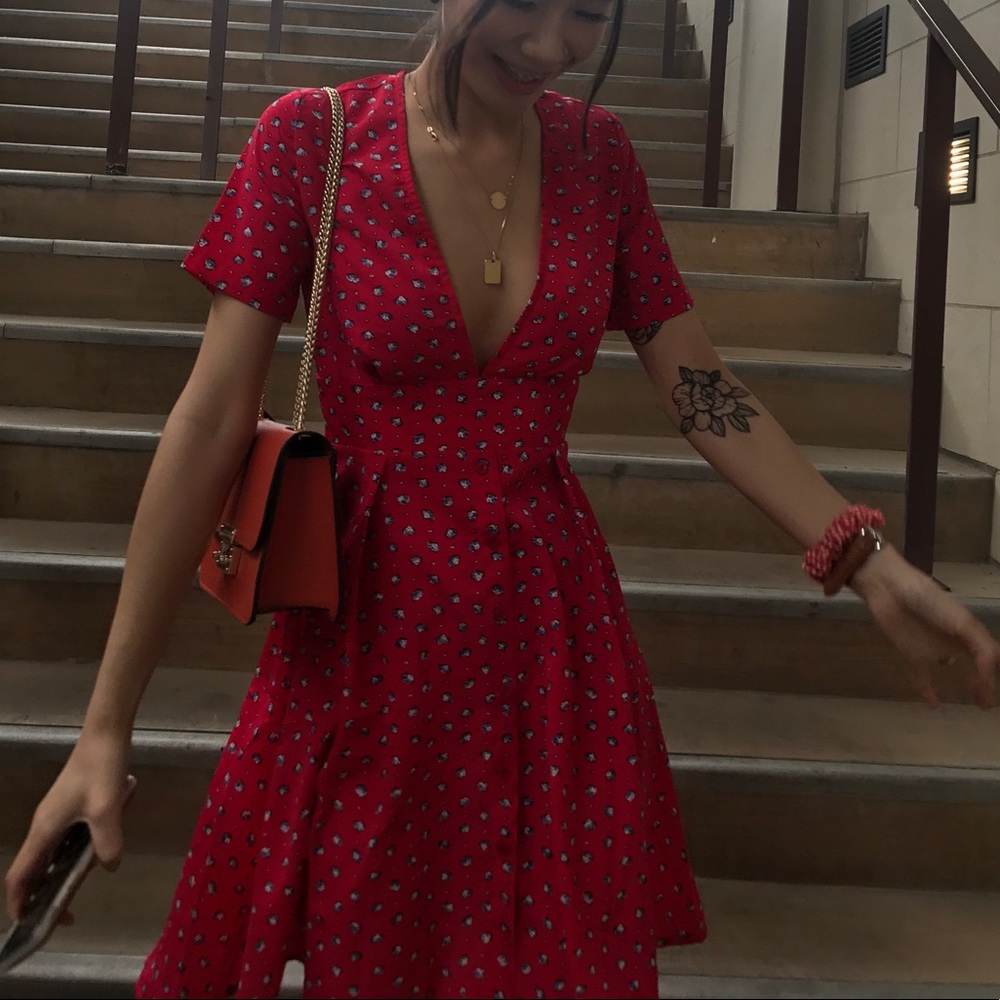 Deep v plunge dress.